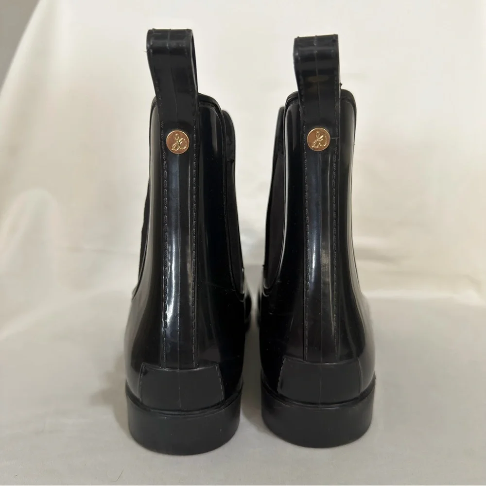 Sam Edelman Black Glossy Chelsea Rain Ankle Boots